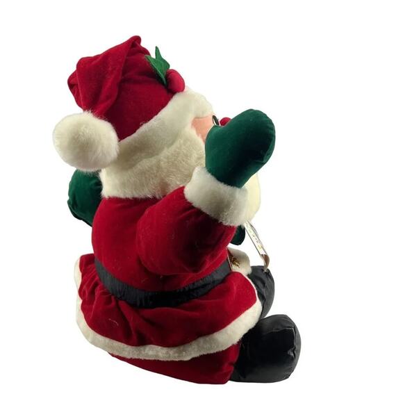 Vintage International Christmas Plush Waving Santa with Sack - Picture 8 of 14